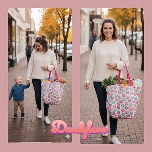 Reusable Valentine’s Conversation Hearts Large Canvas Tote